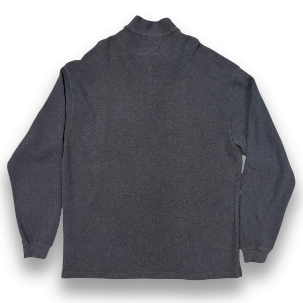 COACH Heavy Grey Ribbed Cotton Mock Neck Henley Pullover Sweater - Picture 4 of 9